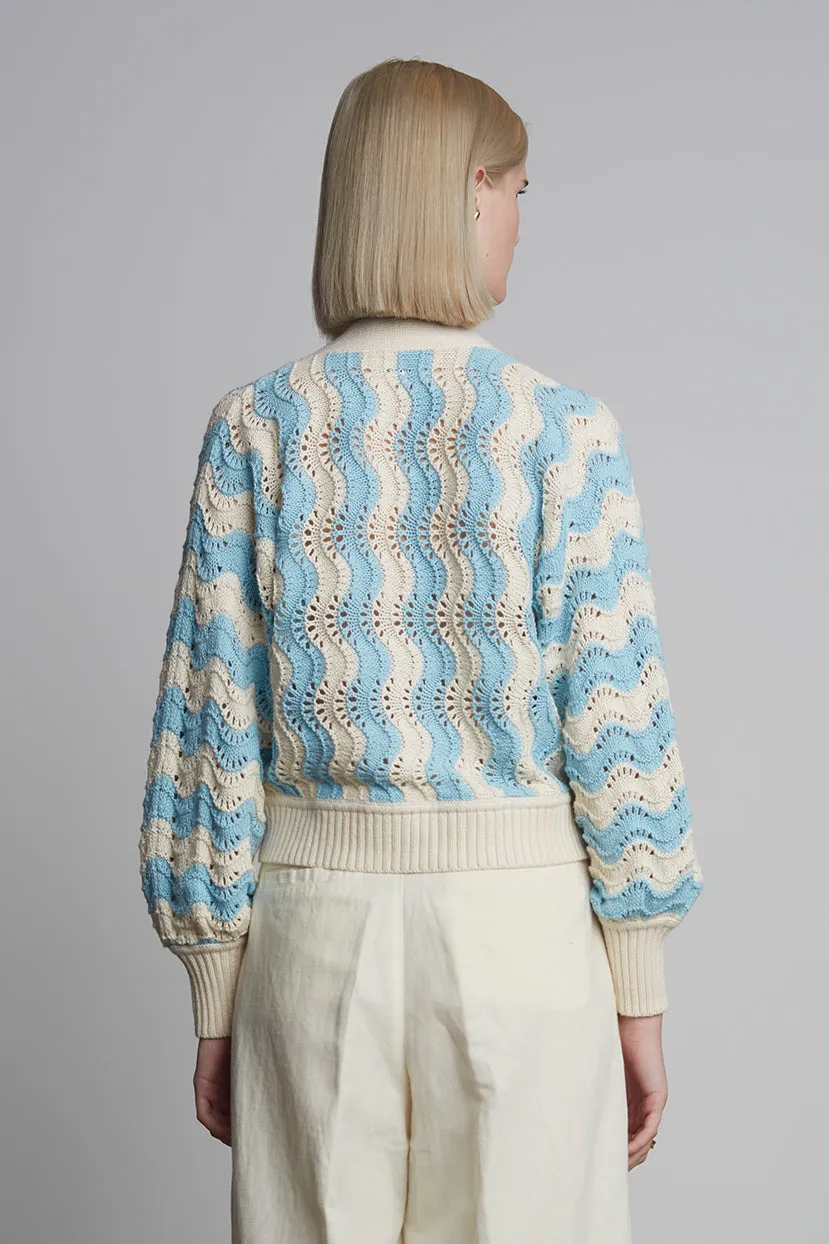Luna Cardigan-Ivory & Robin Egg Blue