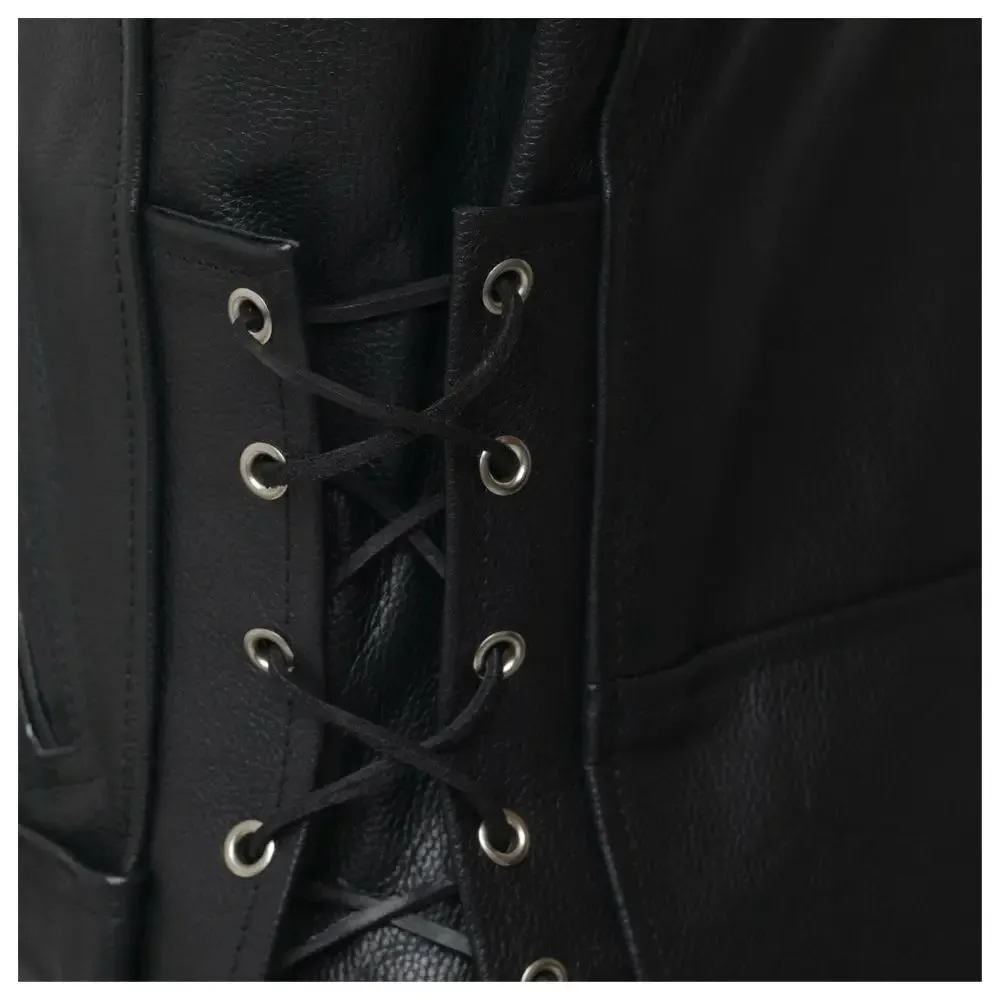 Men Classic Motorcycle Genuine Leather Lace Brando Jacket