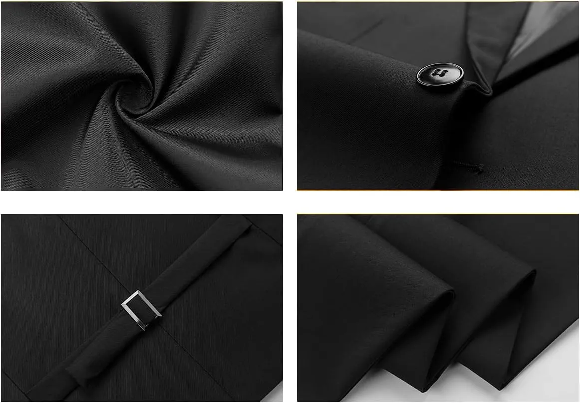Mens 3 Piece Tuxedo Suits Slim Fit Casual Suit Blazer Two Button Wedding Prom Jackets Vest&Trousers
