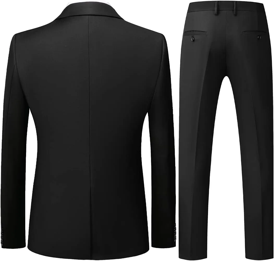 Mens 3 Piece Tuxedo Suits Slim Fit Casual Suit Blazer Two Button Wedding Prom Jackets Vest&Trousers