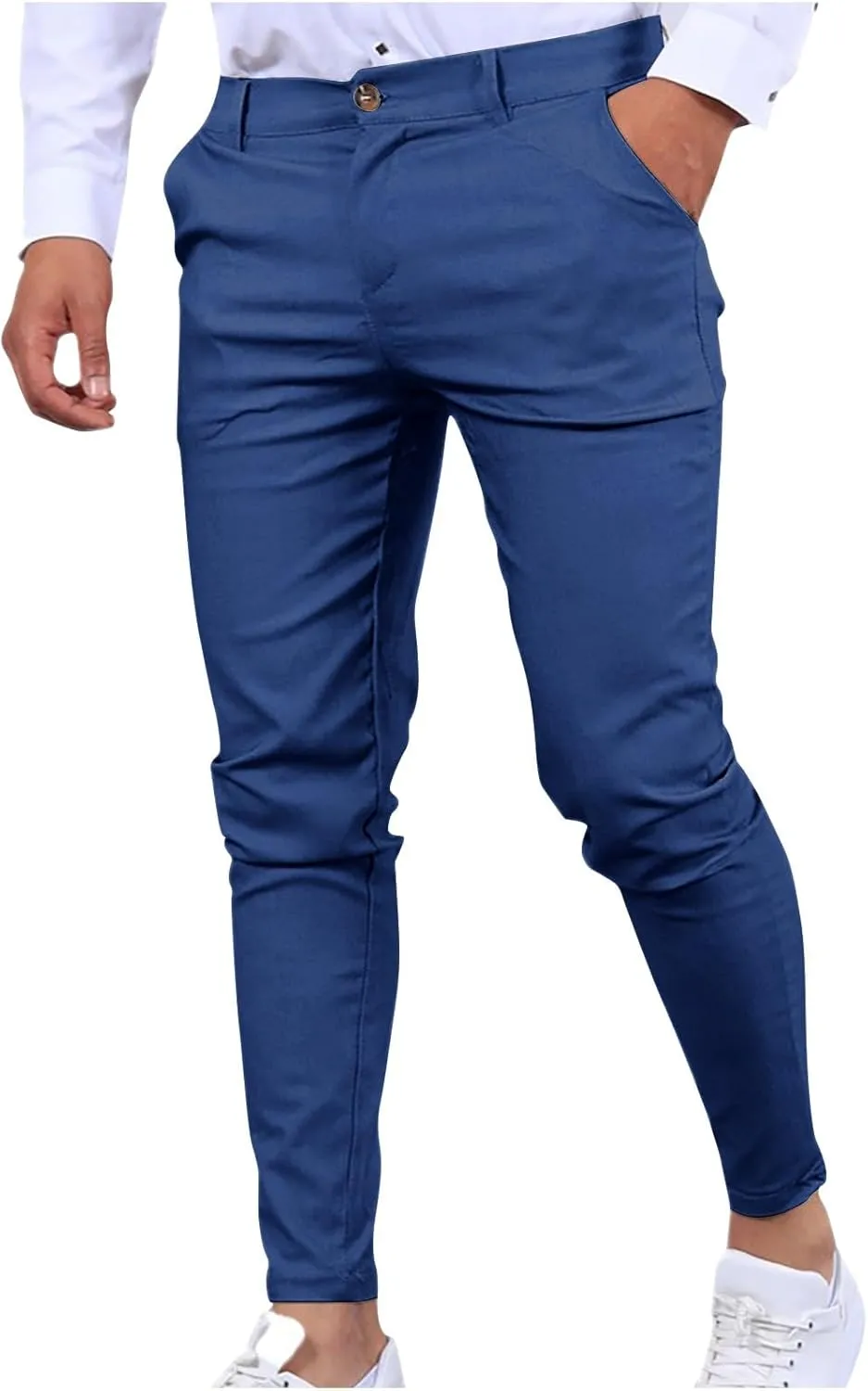 Men's Chino Casual Business Suit Pant Thin Classic Fit Dress Wrinkle Free Pants Stretch Slim Fit Flat-Front Trouser