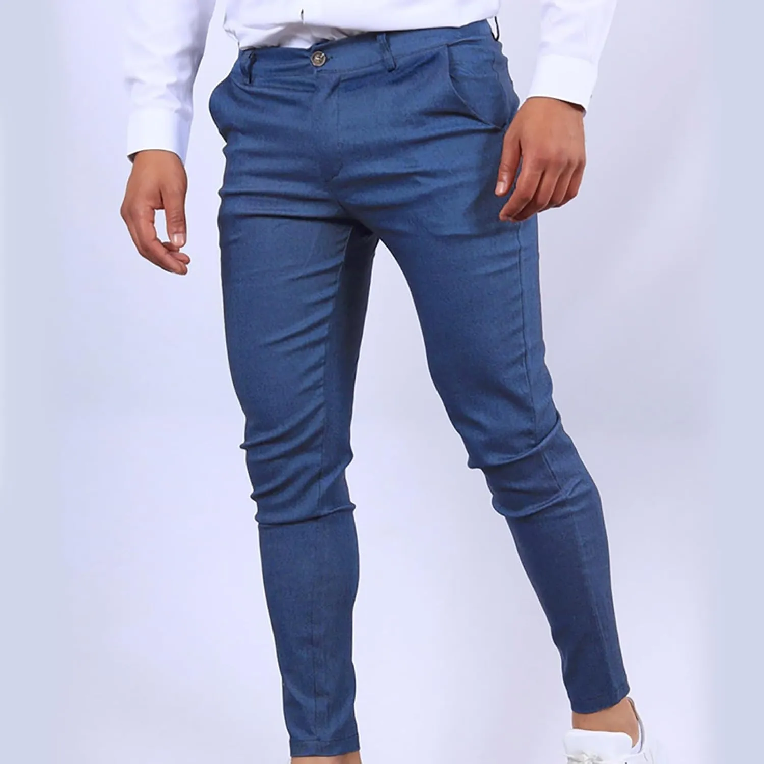 Men's Chino Casual Business Suit Pant Thin Classic Fit Dress Wrinkle Free Pants Stretch Slim Fit Flat-Front Trouser