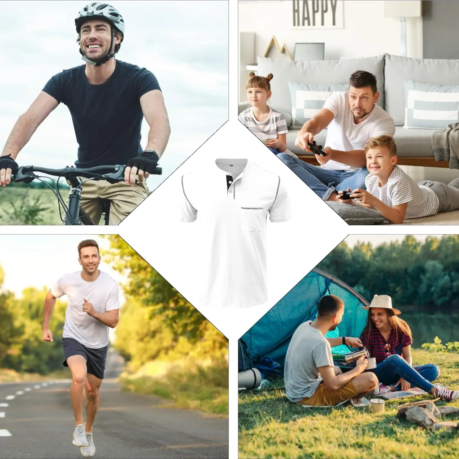 Mens Henley Shirts Short Sleeve Summer Tops, Men's Casual Classic Tees Cotton T Shirt with Front Pocket for Men