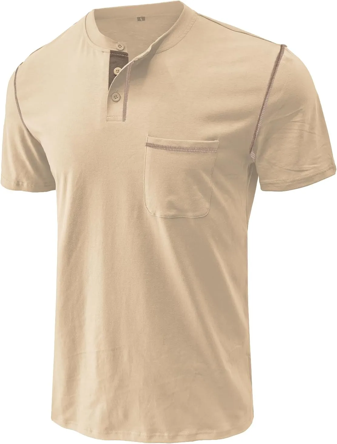 Mens Henley Shirts Short Sleeve Summer Tops, Men's Casual Classic Tees Cotton T Shirt with Front Pocket for Men