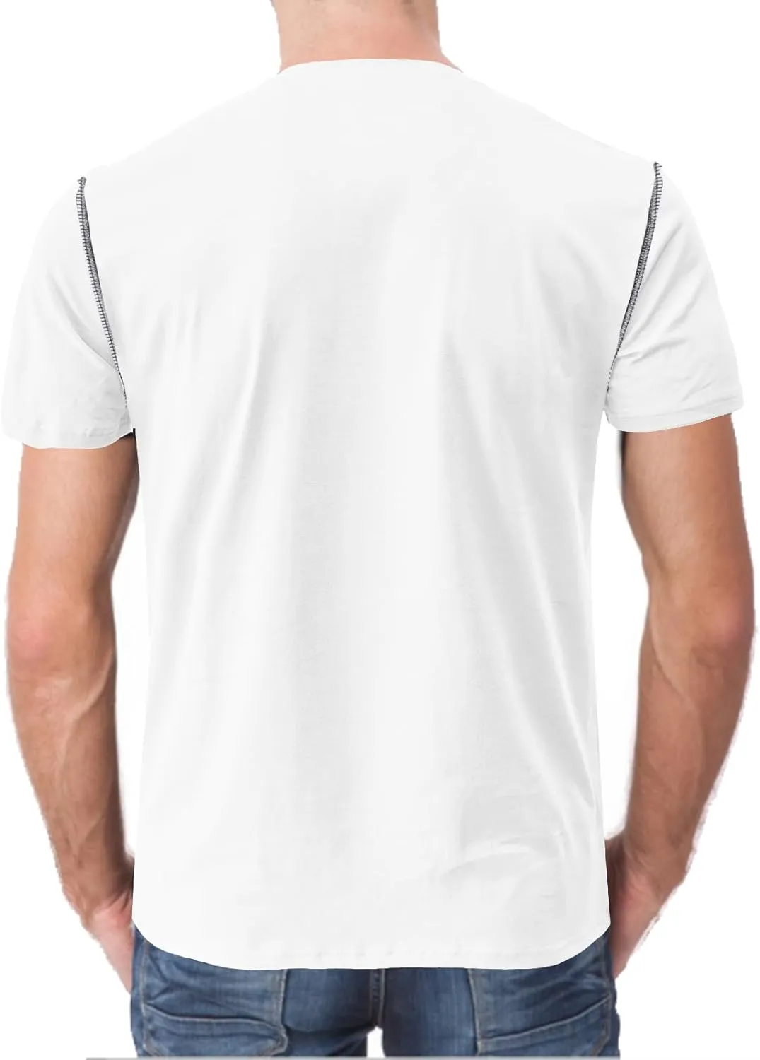 Mens Henley Shirts Short Sleeve Summer Tops, Men's Casual Classic Tees Cotton T Shirt with Front Pocket for Men