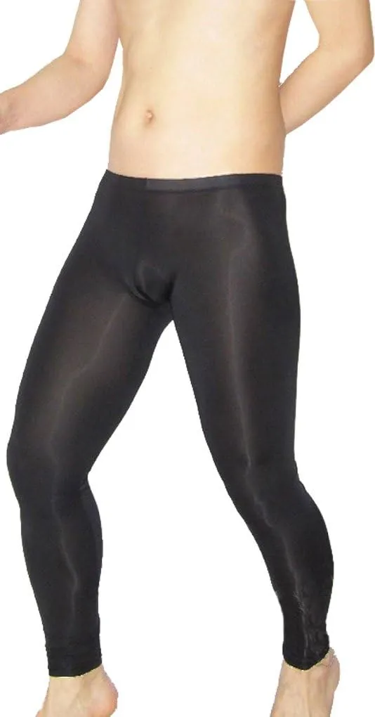 Men's Ice Silk See Through Long Pants Slim Leggings Tights
