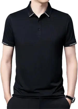 Mens Short Sleeve Solid Polo Shirts Summer Quick Dry Breathable Male Clothes Business Casual Lapel Loose Tees Tops