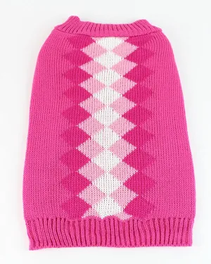 Midlee Argyle Dog Sweater - Black