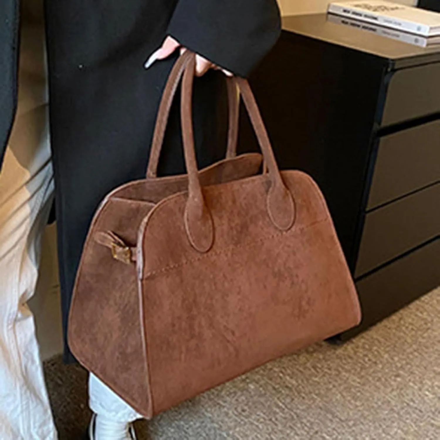 Modavo Parisian Stroll Bag, Modavo Bag, Fall Bags for Women 2024, Fashion Vintage Suede Bags for Women(Brown)