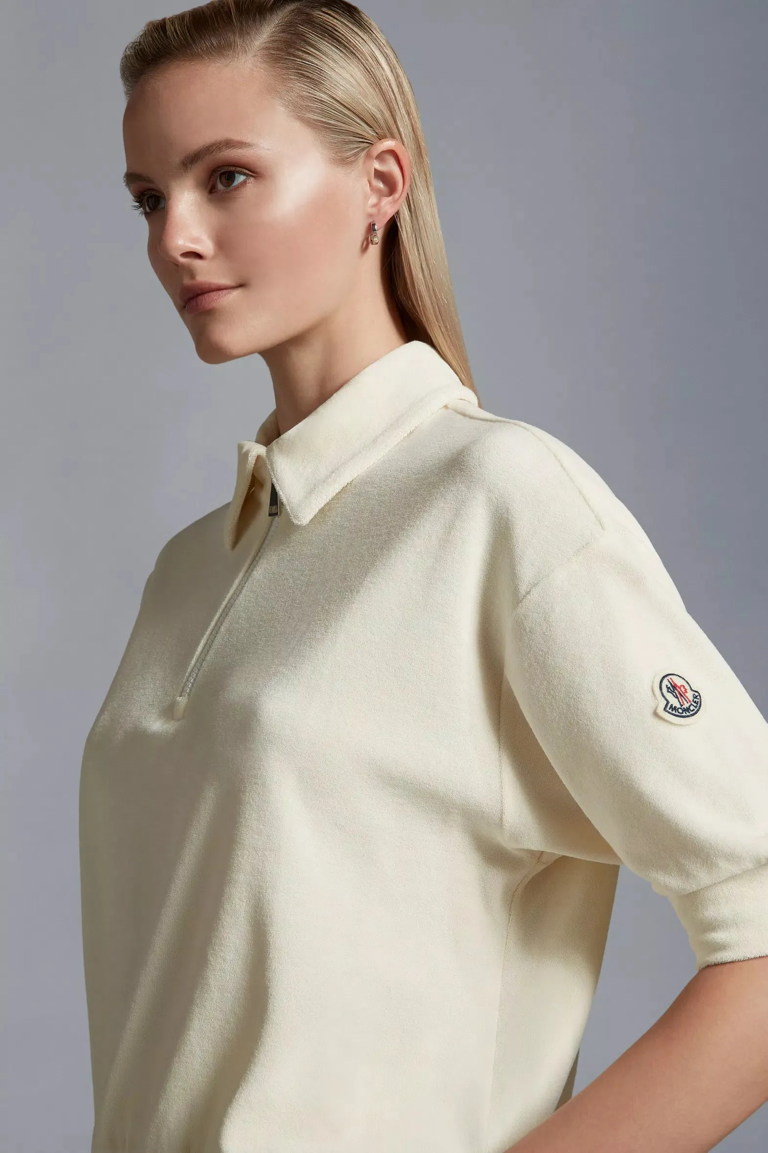 MONCLER POLO EPONGE ECRU