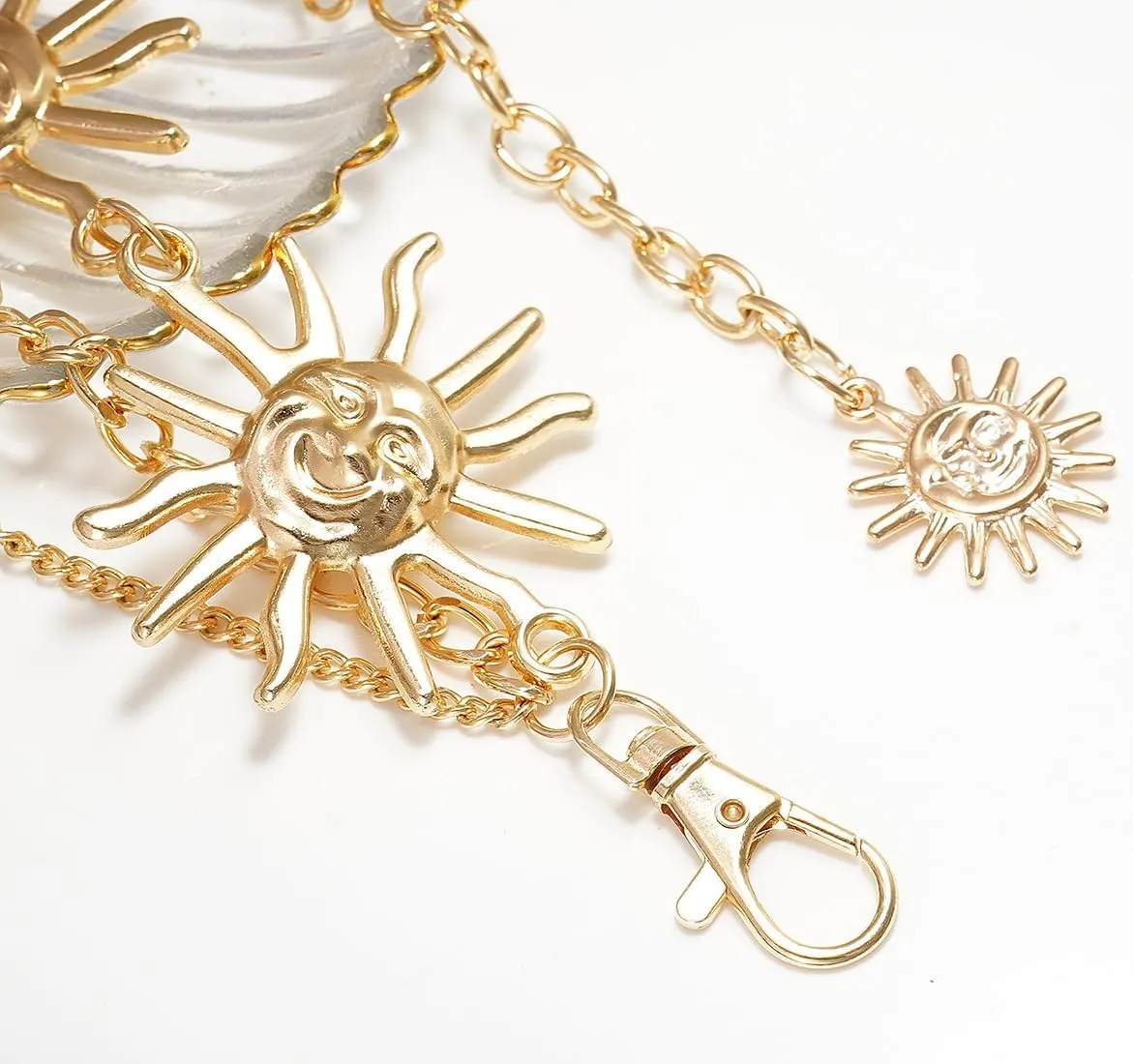 Multilayer Metal Sun Waist Chain Belt Fashion Body Jewelry for Women