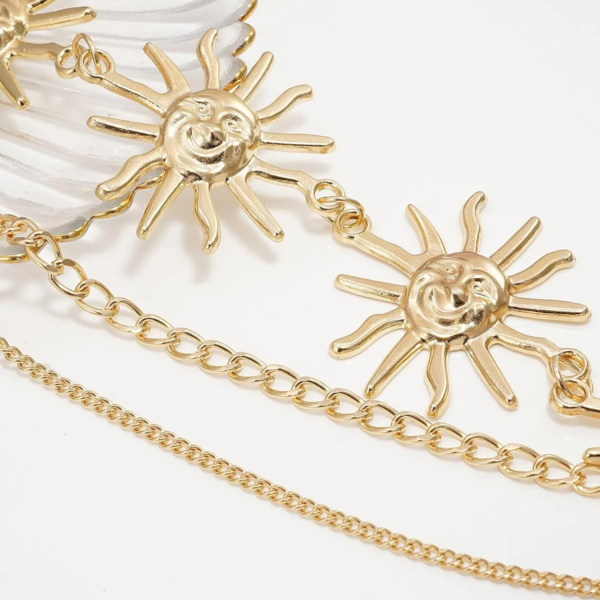Multilayer Metal Sun Waist Chain Belt Fashion Body Jewelry for Women