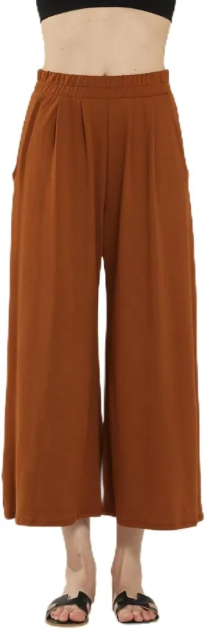 noflik Women's Comfy High Waisted Knit Wide Leg Yoga Pants Business Casual Elastic Waist Loose Trendy Trousers with Pockets