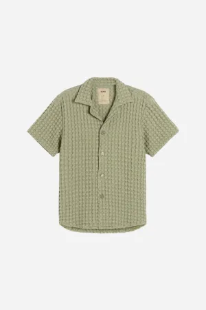 OAS Dusty Green Cuba Waffle Shirt