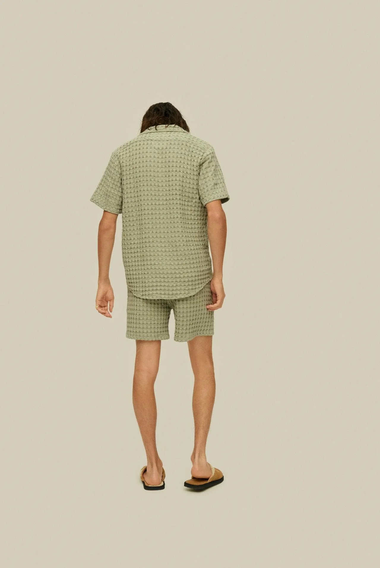 OAS Dusty Green Cuba Waffle Shirt