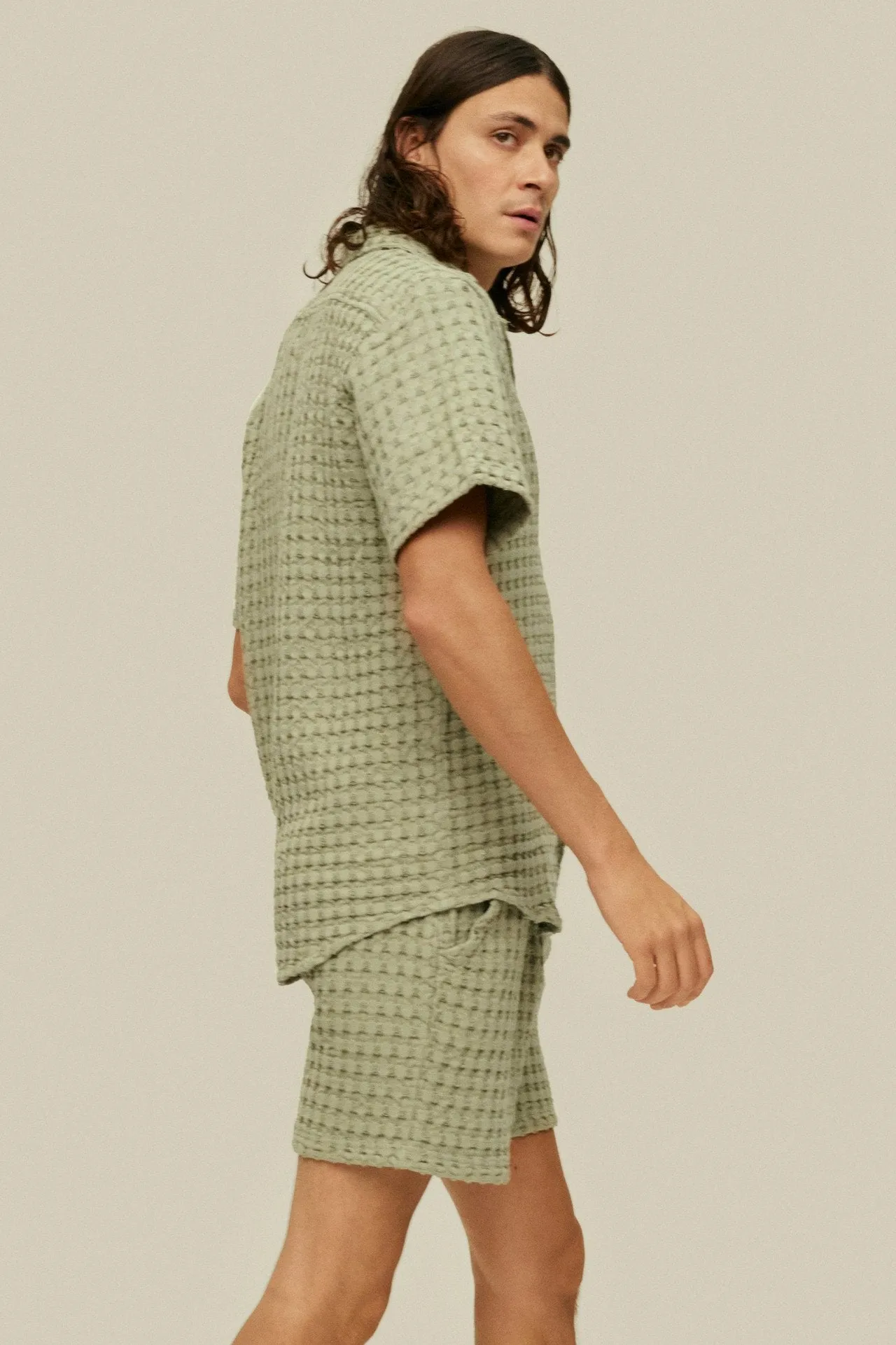 OAS Dusty Green Cuba Waffle Shirt