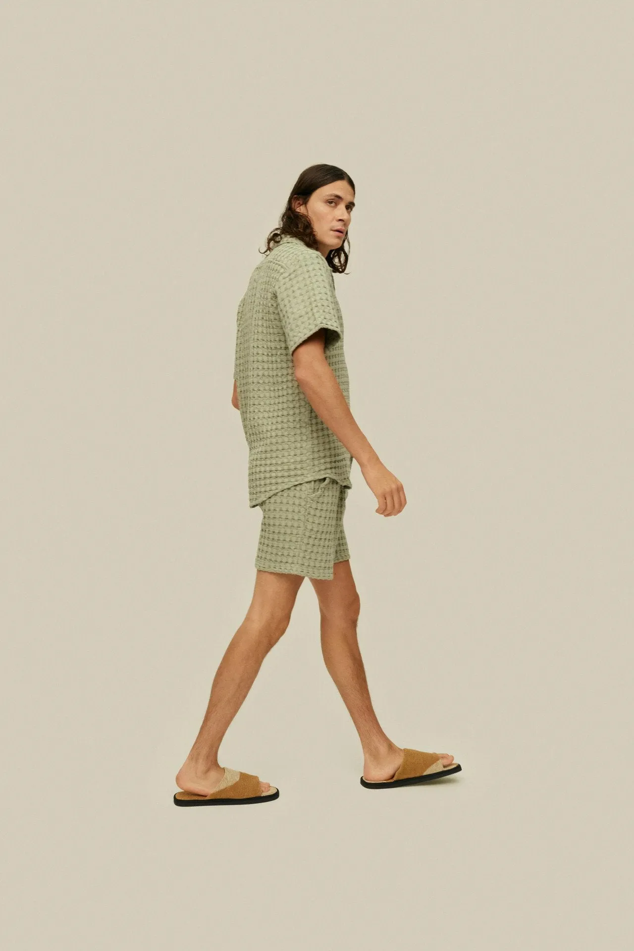 OAS Dusty Green Cuba Waffle Shirt