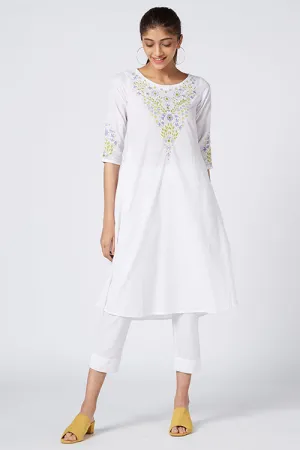 Okhai 'Serene Fragrance' Embroidered Cotton Cambric Dress
