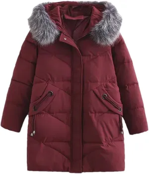 Parkas Women Winter Loose Fit Long Padded Jacket Geometric Thick Down Cotton Hooded Keep Warm Coat