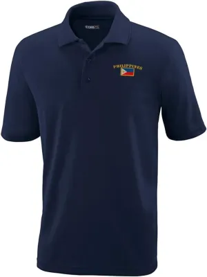 Performance Golf Tees Philippines Flag Embroidery Polyester Short Sleeves Polo Shirts for Men Navy X Large