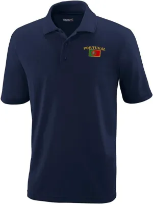 Performance Golf Tees Portugal Flag Embroidery Polyester Short Sleeves Polo Shirts for Men Navy X Large