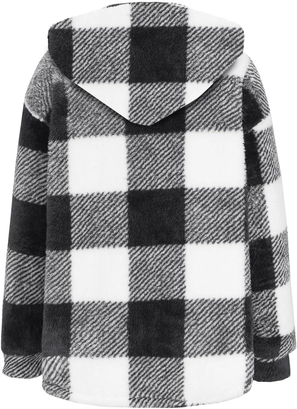 Plaid Flannel Jacket for Women Oversized Hoodie Button Down Lapel Collar Coats Fall Trendy Fleece Long Sleeve Blouses