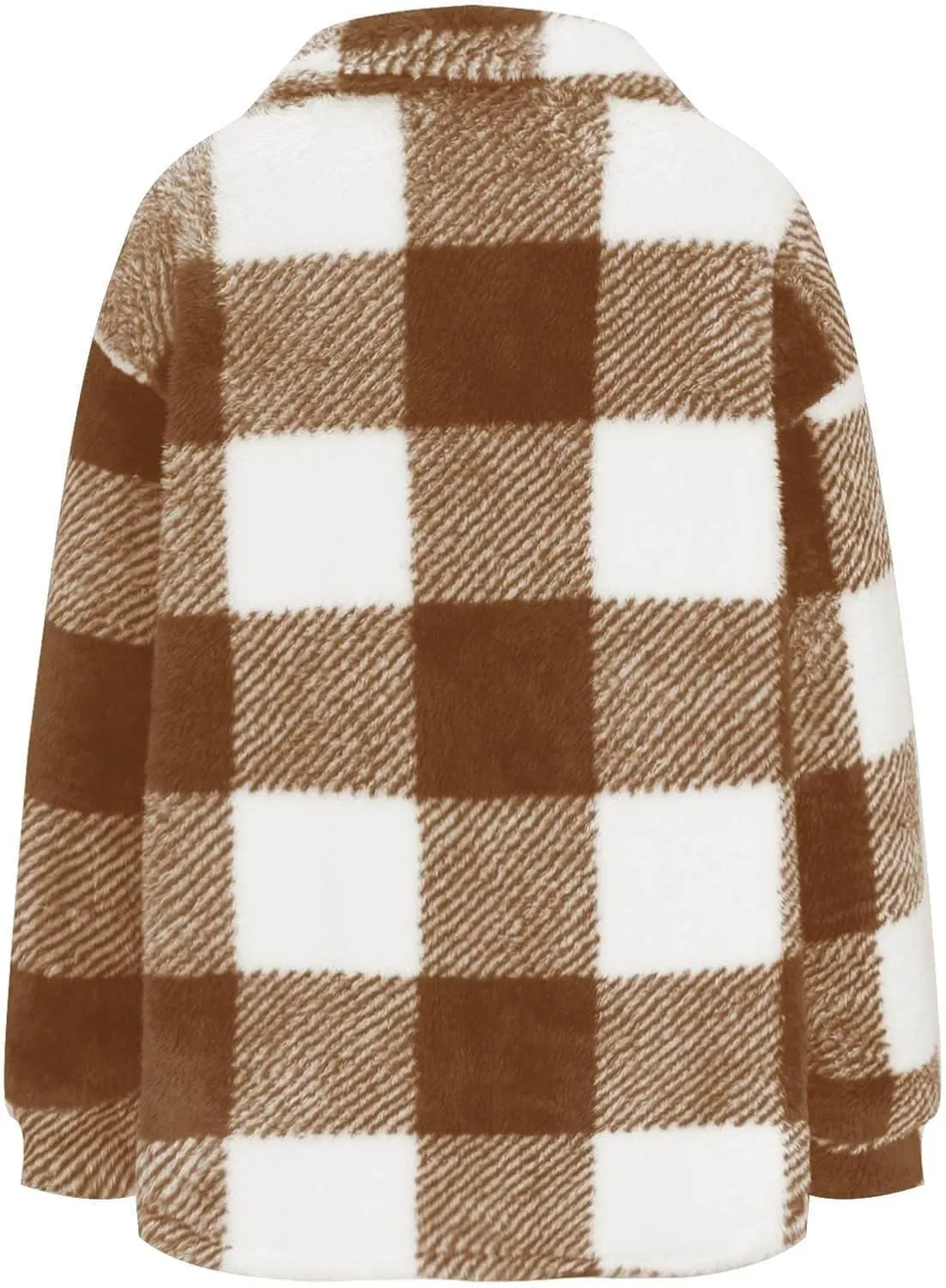 Plaid Flannel Jacket for Women Oversized Hoodie Button Down Lapel Collar Coats Fall Trendy Fleece Long Sleeve Blouses