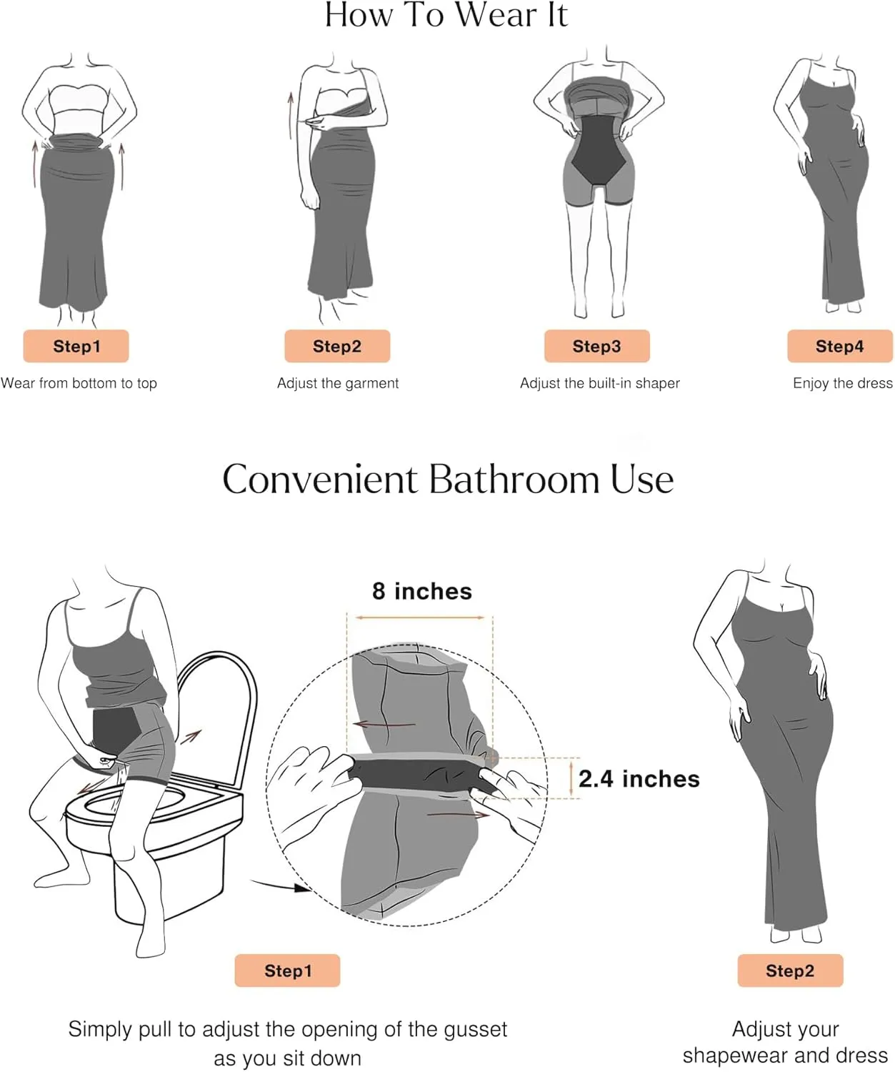 Popilush Midi Dresses for Women - Summer Bodycon Shapewear Sleeveless Crew Neck Dress Causal Party Club Outfits