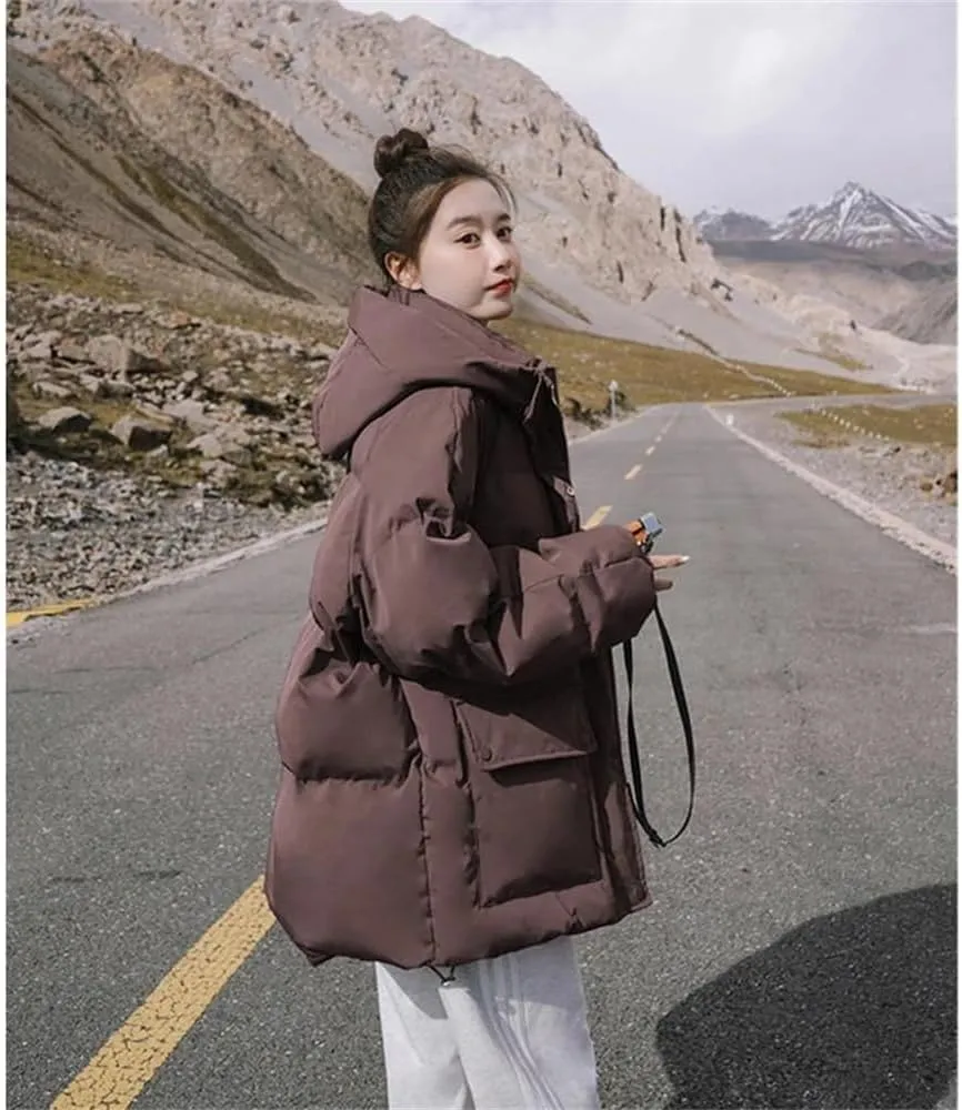 Pulcykp Women's Down Jackets Coat Winter Thickening Warm Bubble Short Puffer Cotton Padded Jacket Outwear