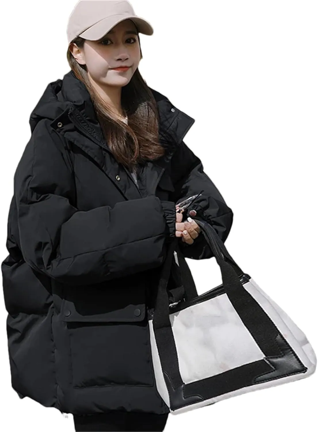 Pulcykp Women's Down Jackets Coat Winter Thickening Warm Bubble Short Puffer Cotton Padded Jacket Outwear