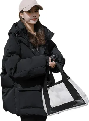 Pulcykp Women's Down Jackets Coat Winter Thickening Warm Bubble Short Puffer Cotton Padded Jacket Outwear