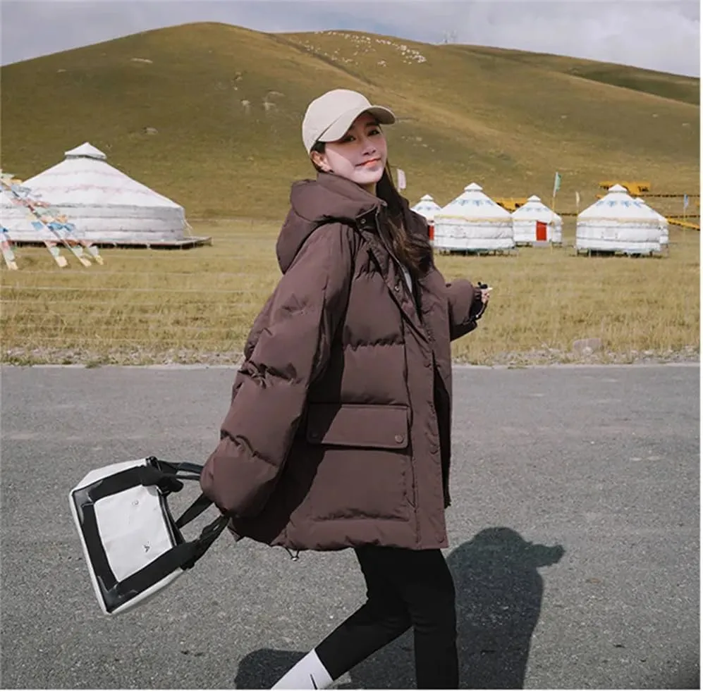 Pulcykp Women's Down Jackets Coat Winter Thickening Warm Bubble Short Puffer Cotton Padded Jacket Outwear