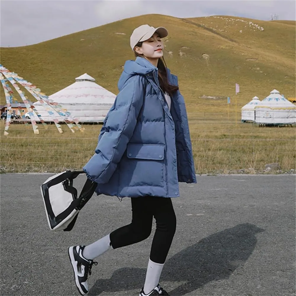 Pulcykp Women's Down Jackets Coat Winter Thickening Warm Bubble Short Puffer Cotton Padded Jacket Outwear