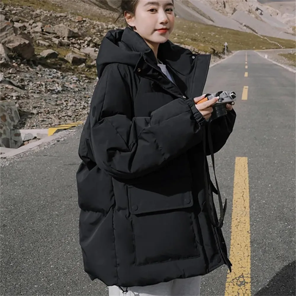 Pulcykp Women's Down Jackets Coat Winter Thickening Warm Bubble Short Puffer Cotton Padded Jacket Outwear