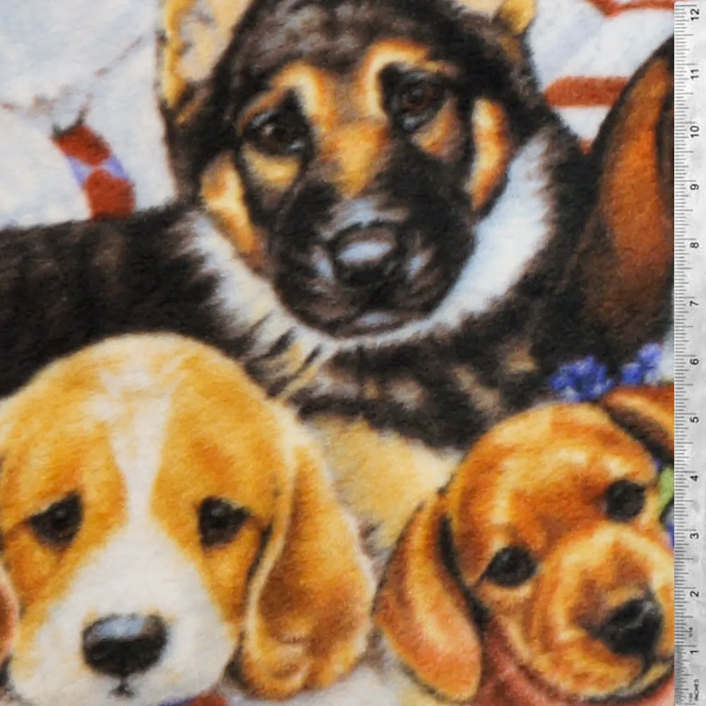 Puppy Collage Fleece Fabric