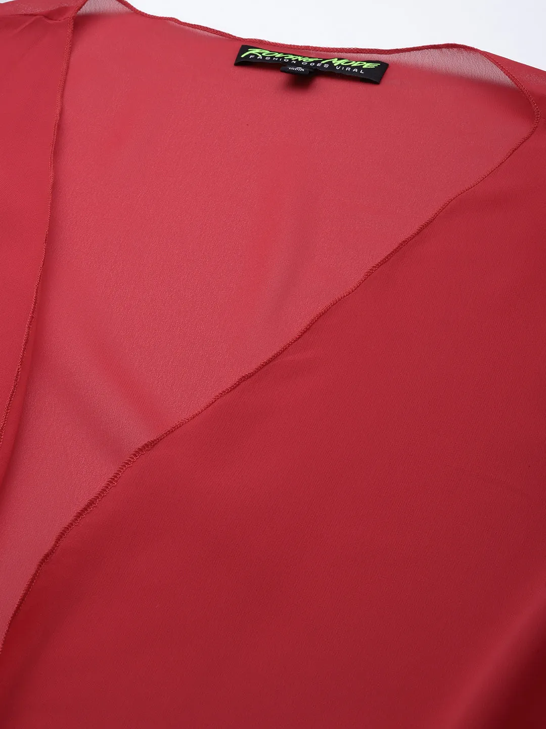 RED SHEER OPEN FRONT LONGLINE SHRUG