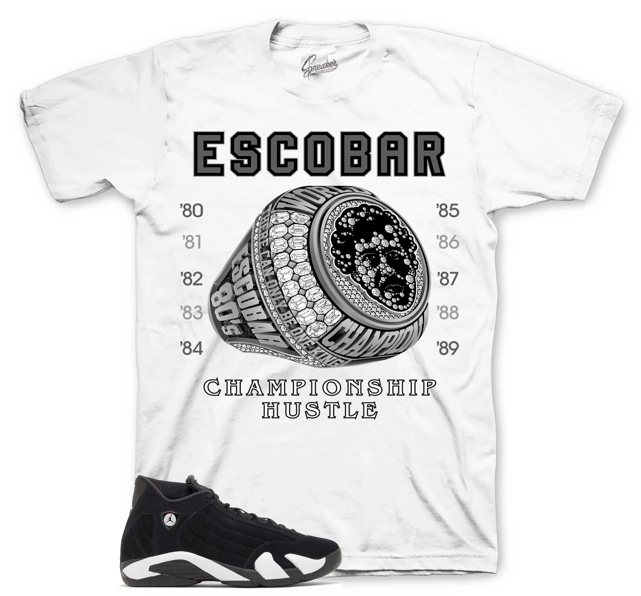 Retro 14 Black/White Champ Hustle Shirt