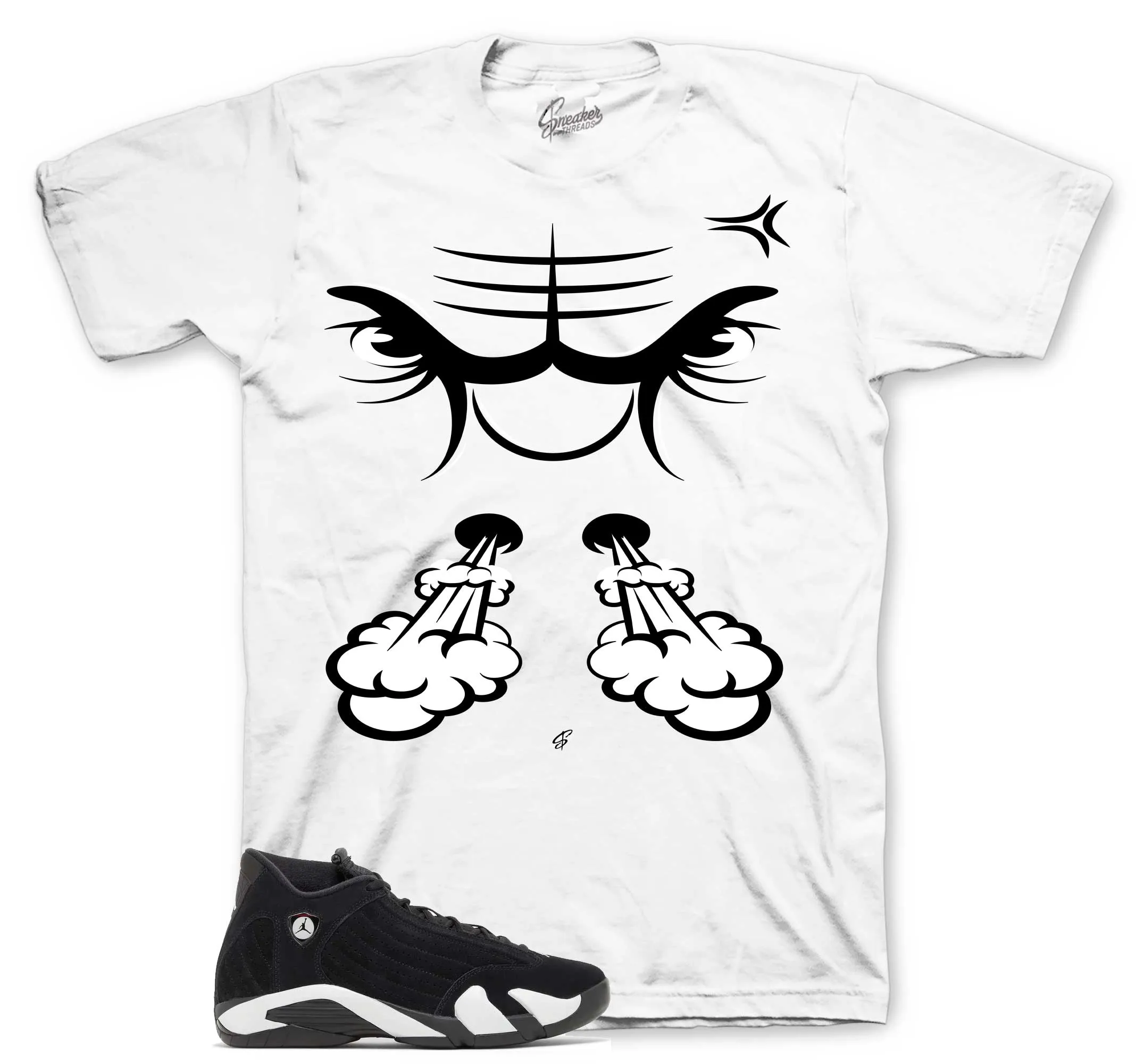 Retro 14 Black/White Raging Face Shirt