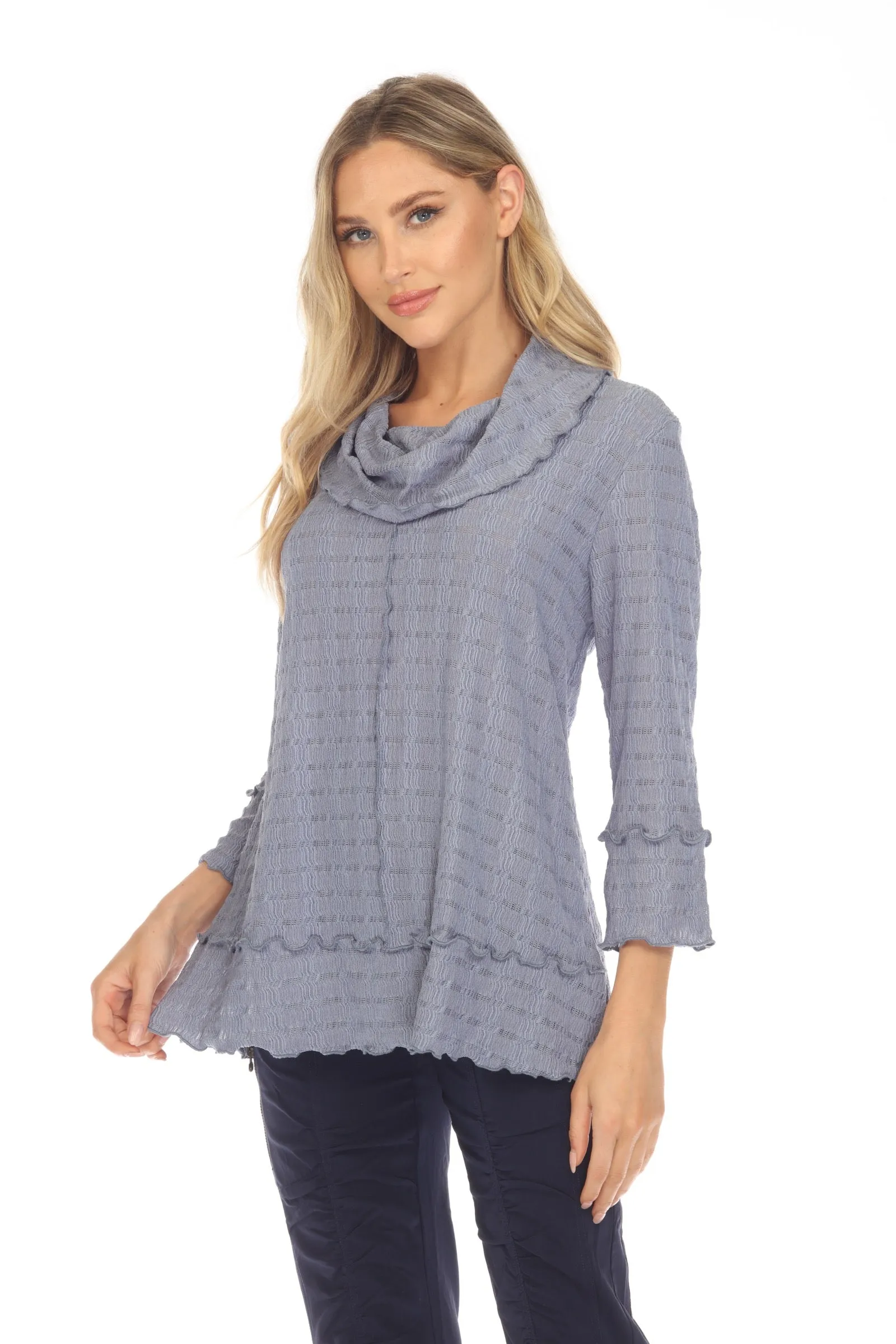 Ruffle Edge Cowl Neck Top