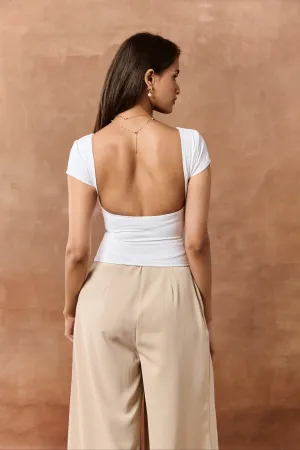 Scottie White Backless Seamless Top