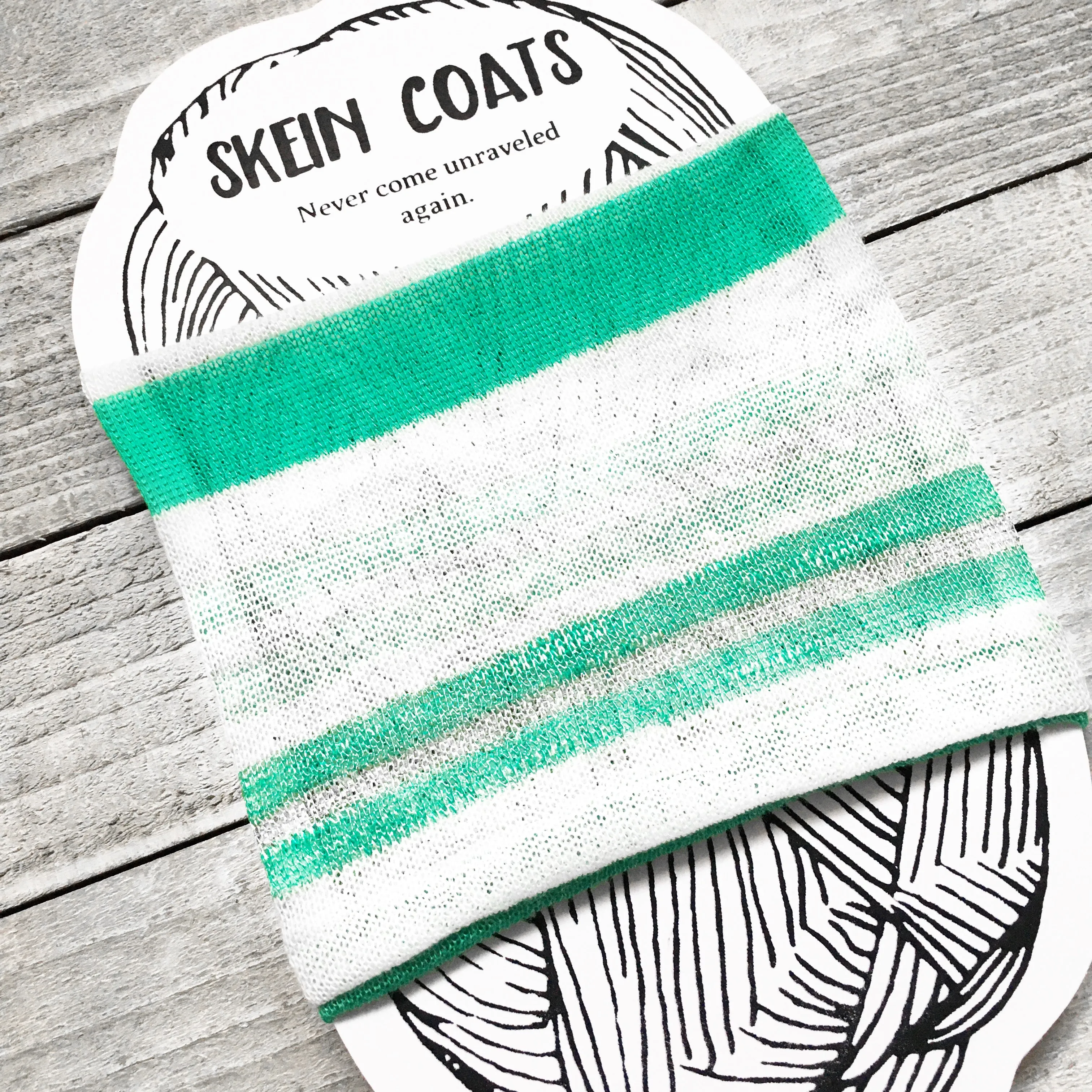 Sea Foam Striped Yarn Cozy