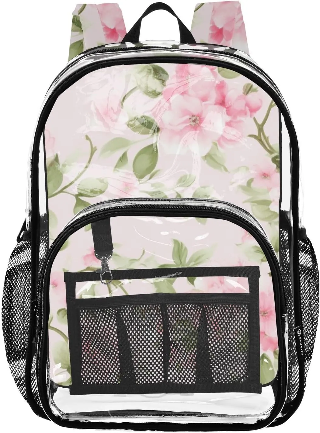 senya Transparent School Bag Elegant Fresh Flowers Travel Backpack With Water-Resistant PVC Plastic Clear Bagpack