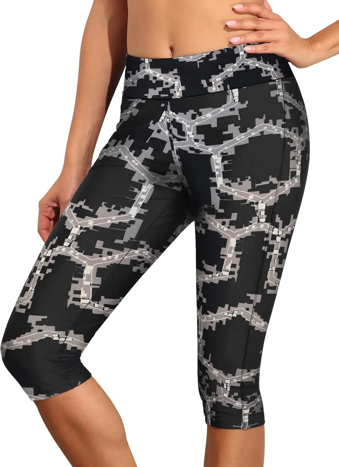 Septangle Women's Swim Bottom Mid Waist UPF 50  Swimwear Rash Guard Sport Leggings