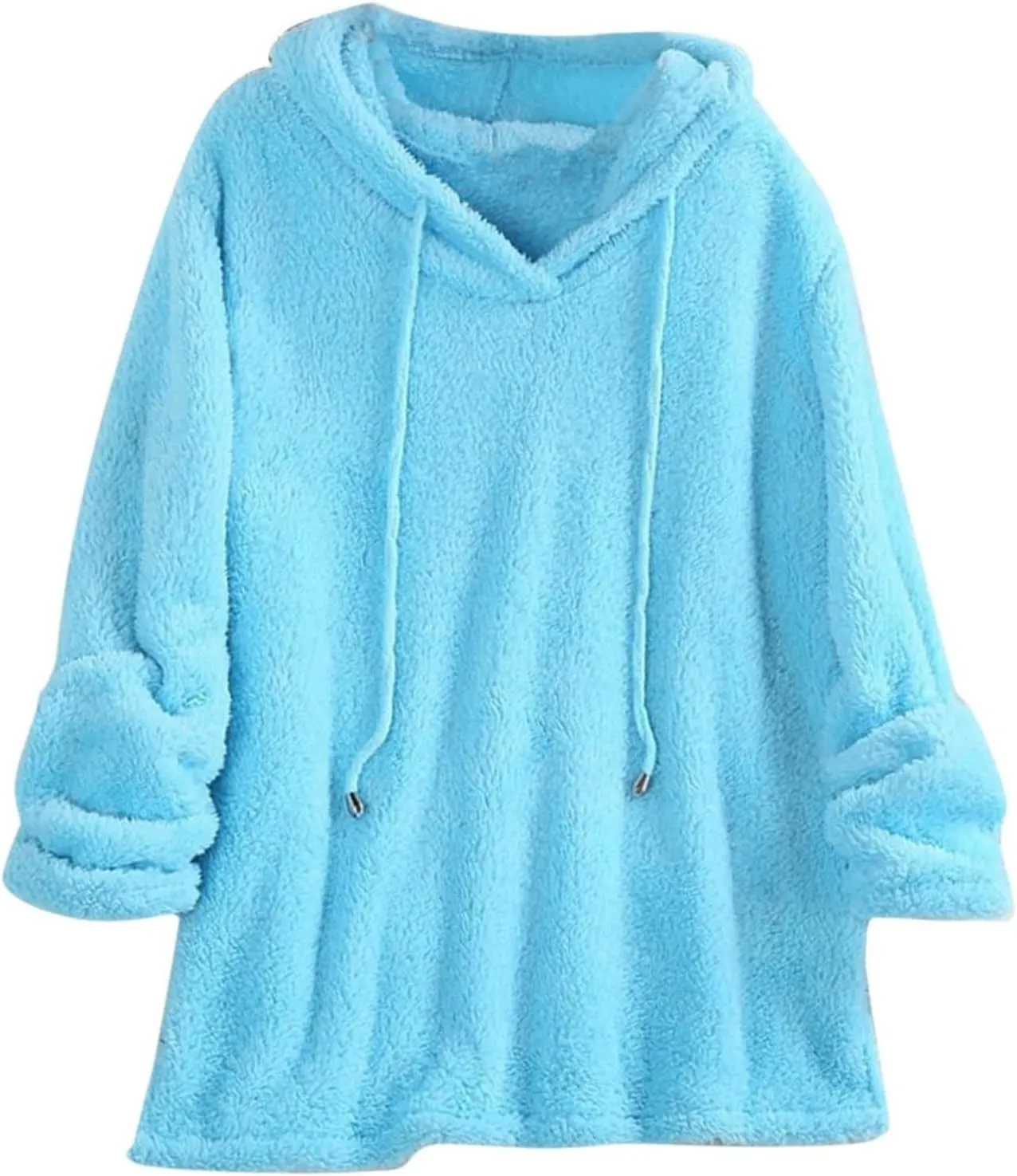 Sherpa Hoodies for Women Oversized Long Sleeve Fuzzy Fleece Sweatshirt Winter Warm Pullover Sweater Pajama Tops