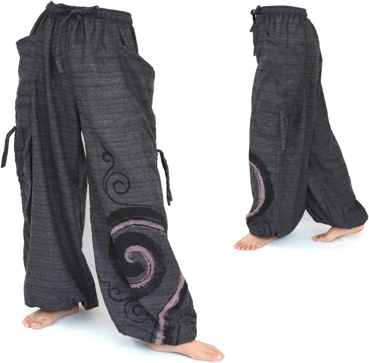 Siamrose Baggy Harem Pants Men Women, Wide Leg Yoga Lounge Trousers, Adjustable Length, 2 Pockets, One Size