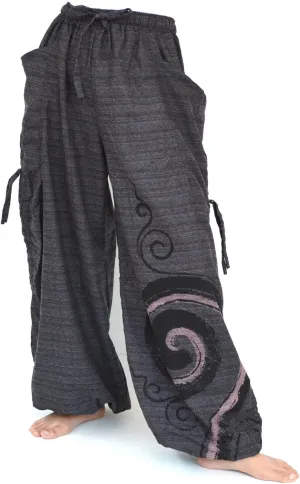 Siamrose Baggy Harem Pants Men Women, Wide Leg Yoga Lounge Trousers, Adjustable Length, 2 Pockets, One Size