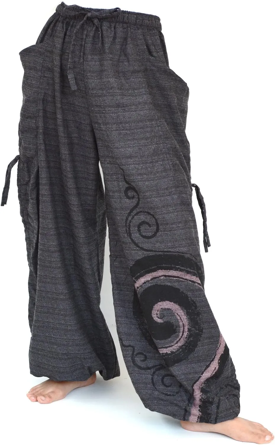 Siamrose Baggy Harem Pants Men Women, Wide Leg Yoga Lounge Trousers, Adjustable Length, 2 Pockets, One Size