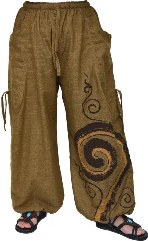 Siamrose Baggy Harem Pants Men Women, Wide Leg Yoga Lounge Trousers, Adjustable Length, 2 Pockets, One Size