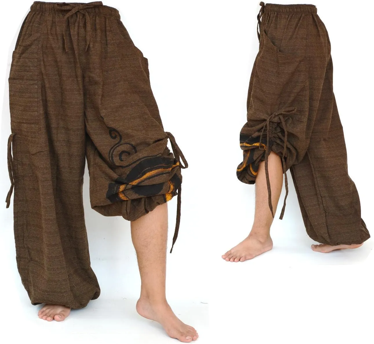 Siamrose Baggy Harem Pants Men Women, Wide Leg Yoga Lounge Trousers, Adjustable Length, 2 Pockets, One Size