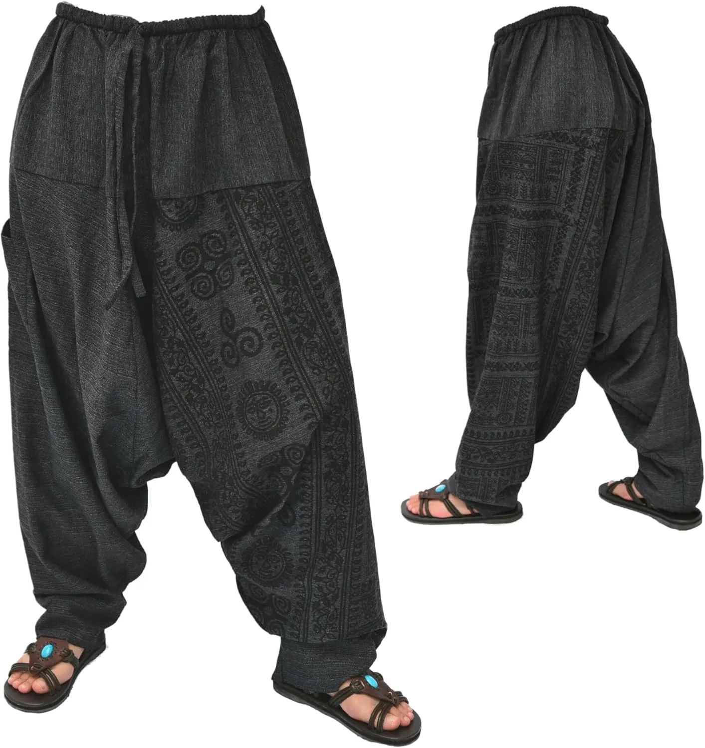 Siamrose Baggy Yoga Harem Pants for Men and Women, Wide Leg Lounge Trousers, 2 Pockets, One Size